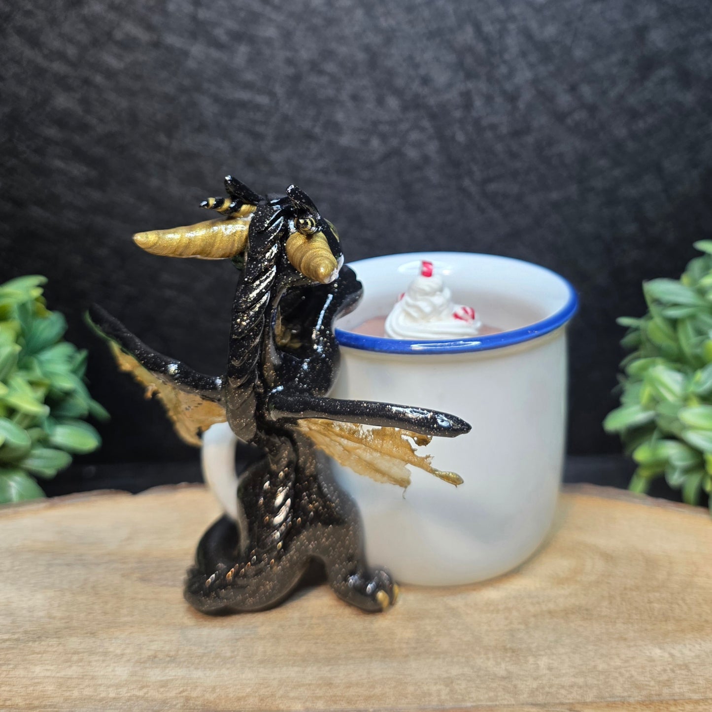 Carastin - Original Hand Sculpted Dragon with Hot Cocoa