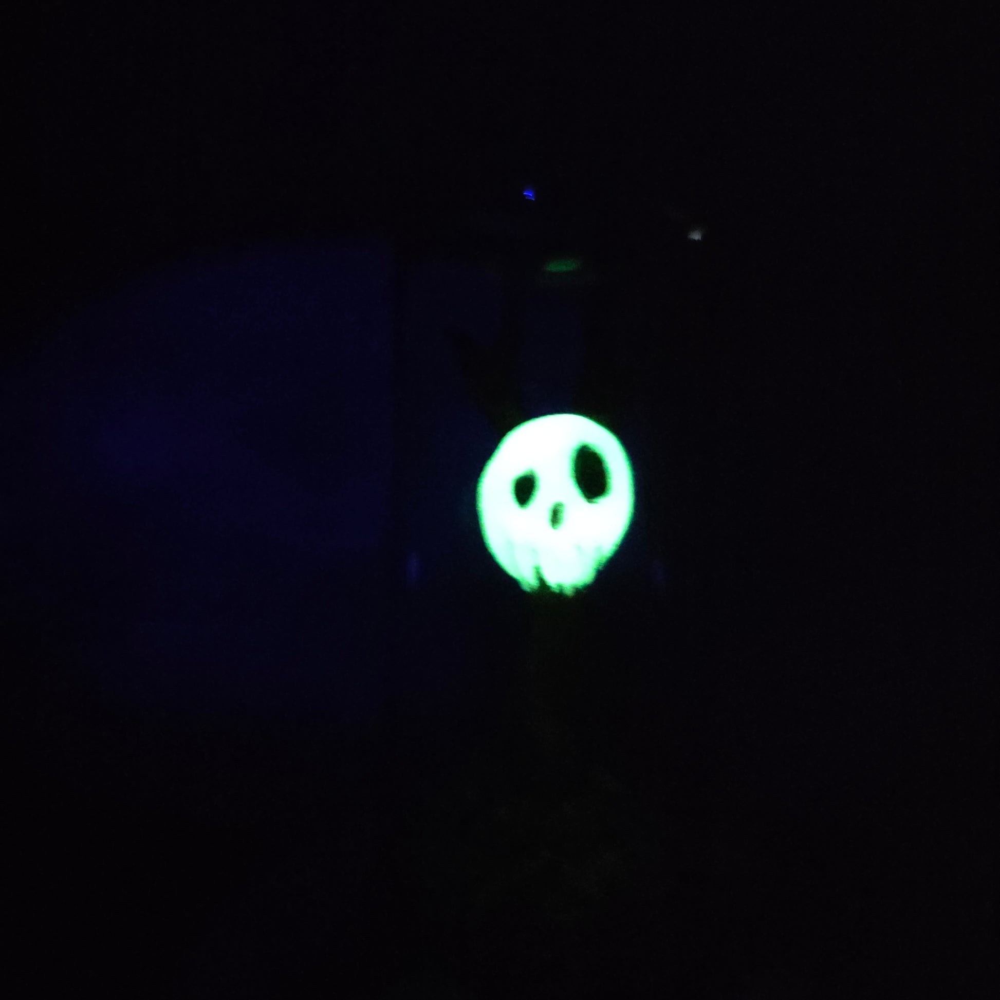 Skullee-Wagz face glowing in dark