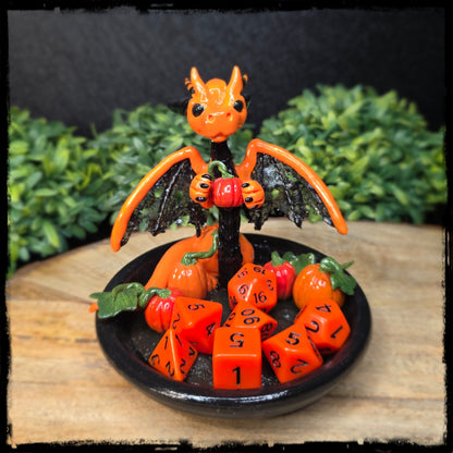 Falissa - Original Hand Sculpted Polymer Clay Dice Dragon - Dice Set Included