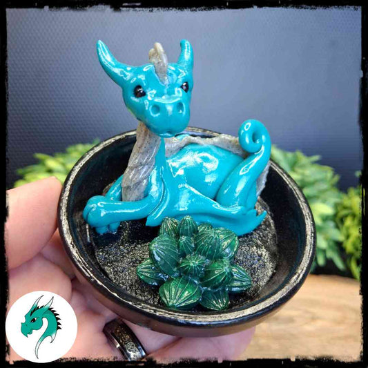 Winia - Original Hand Sculpted Dragon in Dish