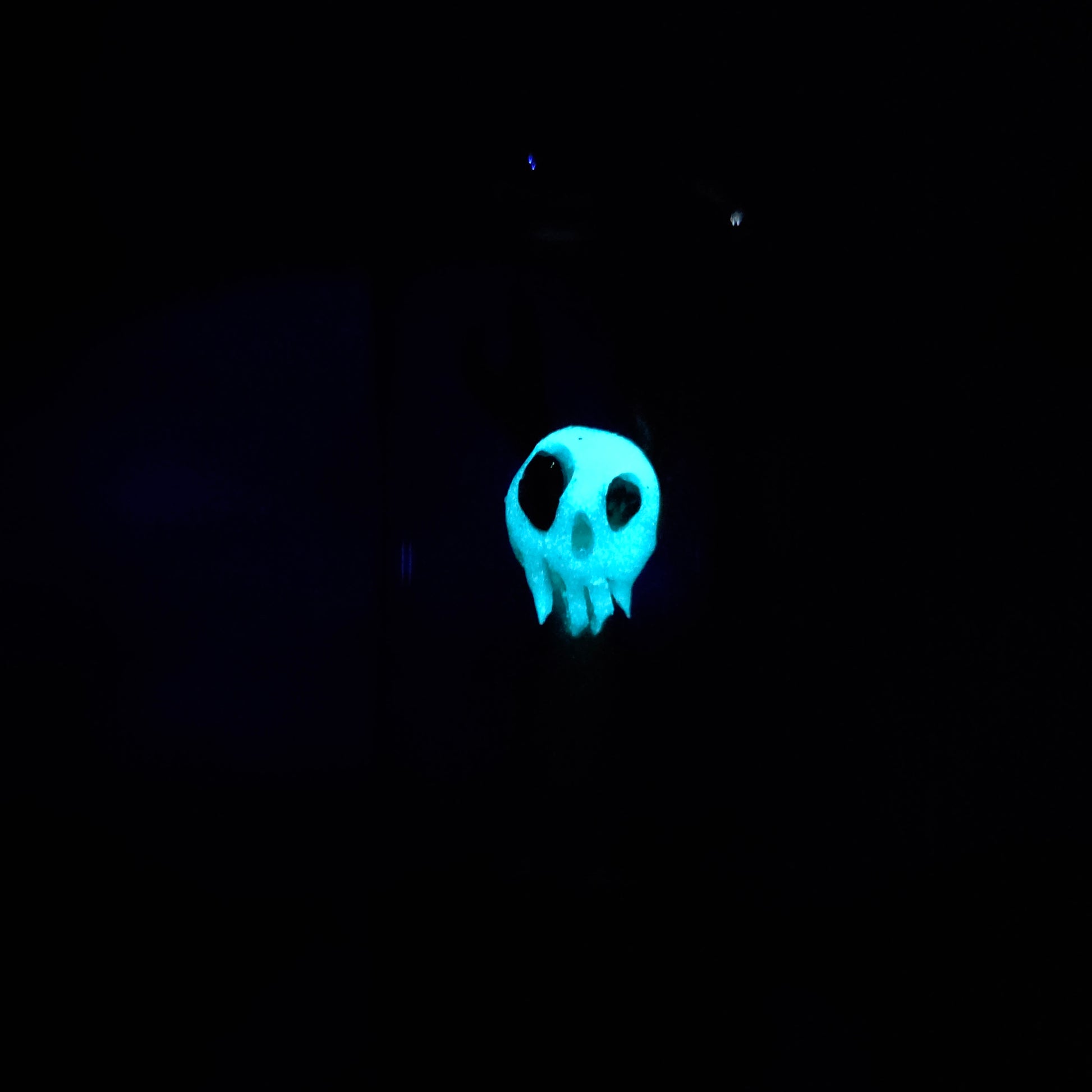 Skullee-Wagz face glowing in dark