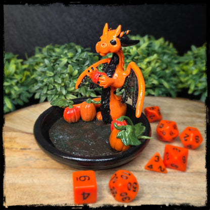 Falissa - Original Hand Sculpted Polymer Clay Dice Dragon - Dice Set Included