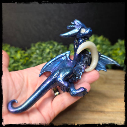 Morith - Original Hand Sculpted Polymer Clay Dragon - Moon Glows In Dark