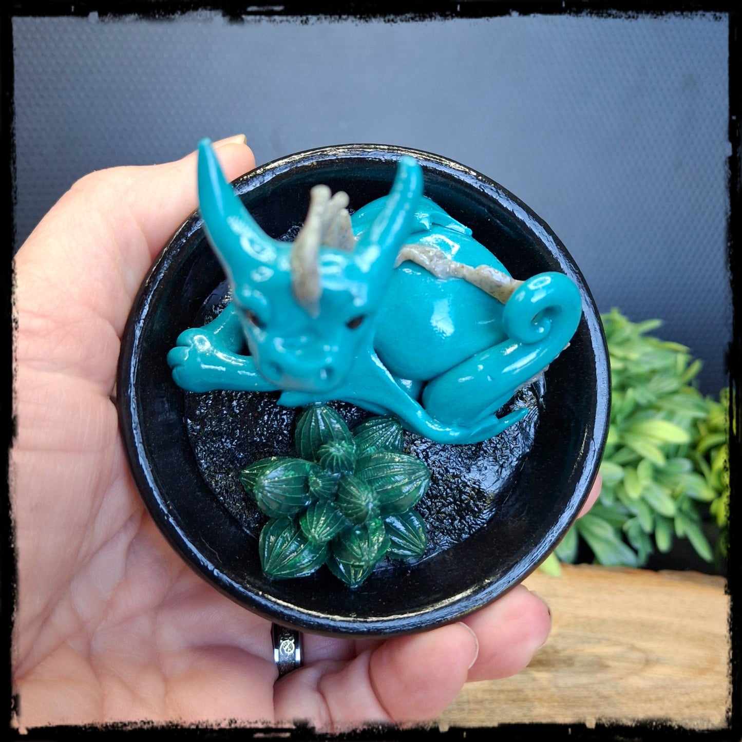 Winia - Original Hand Sculpted Dragon in Dish