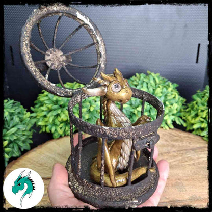 Eresar - Original Hand Sculpted Dragon in Rusty Cage