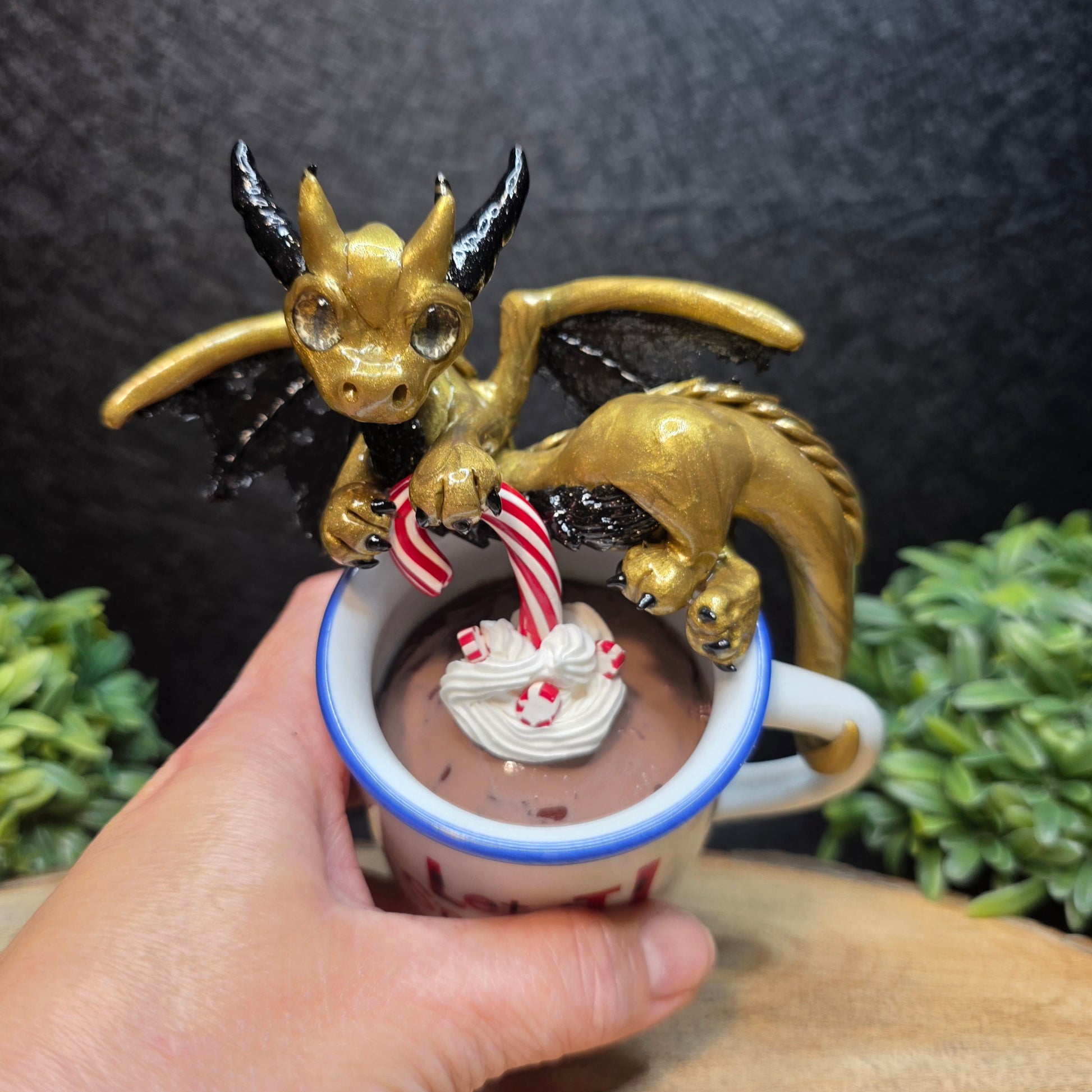 Muirek - Original Hand Sculpted Dragon with Hot Cocoa