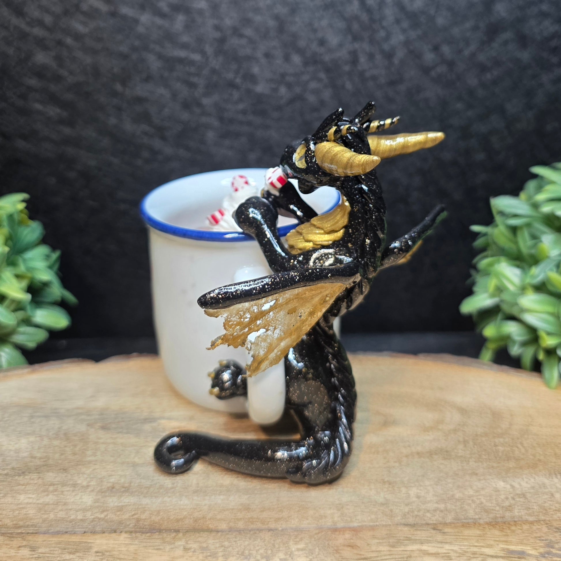Carastin - Original Hand Sculpted Dragon with Hot Cocoa