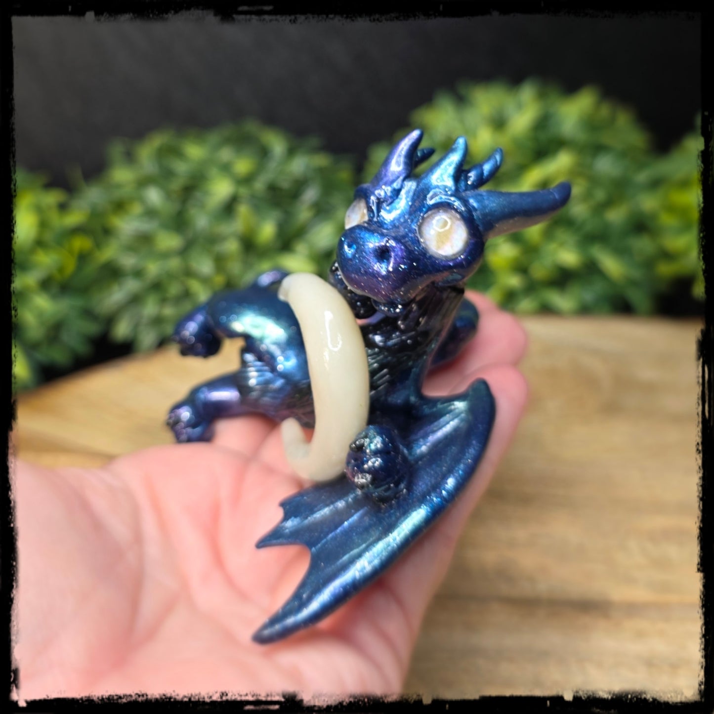 Morith - Original Hand Sculpted Polymer Clay Dragon - Moon Glows In Dark