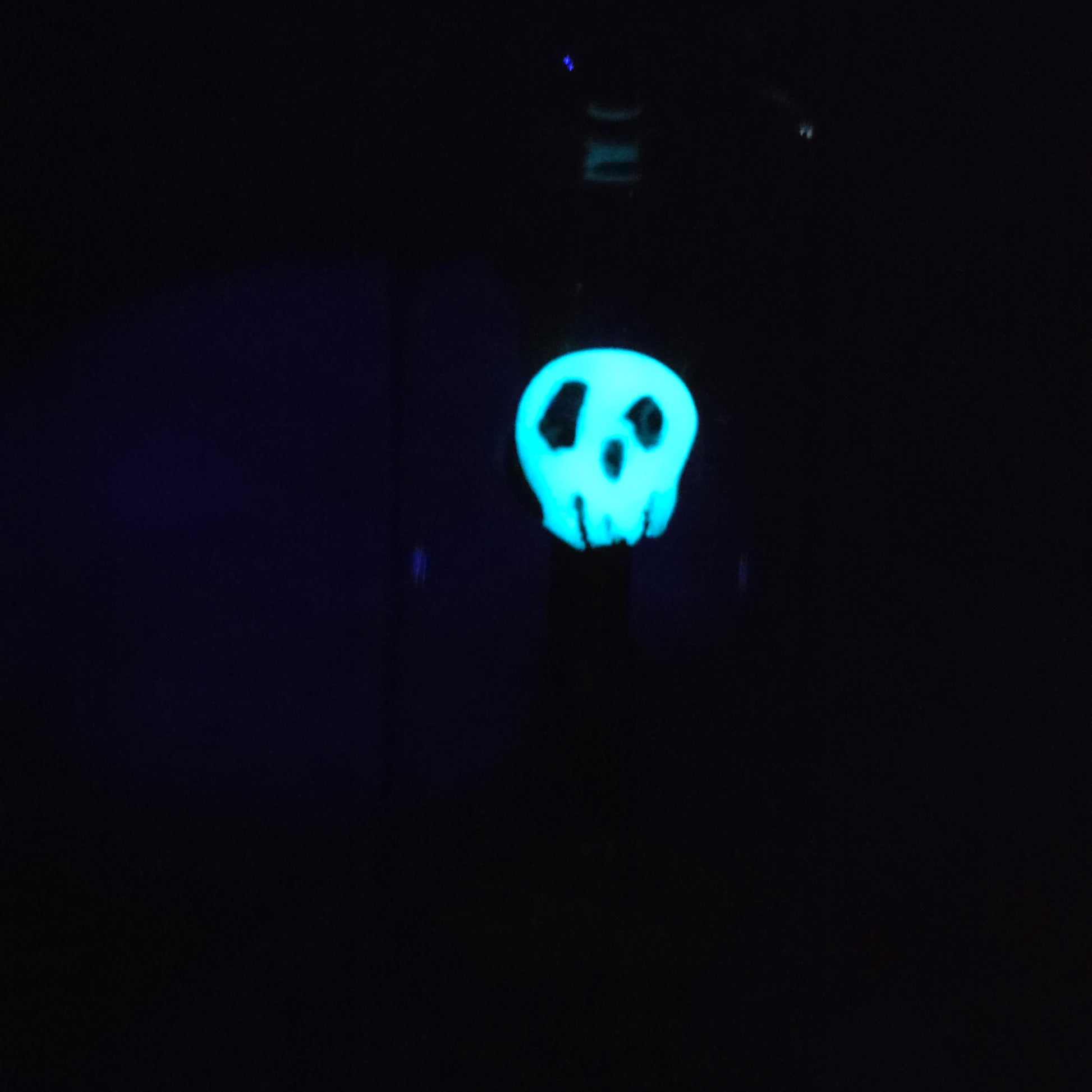 Skullee-Wagz face glowing in dark