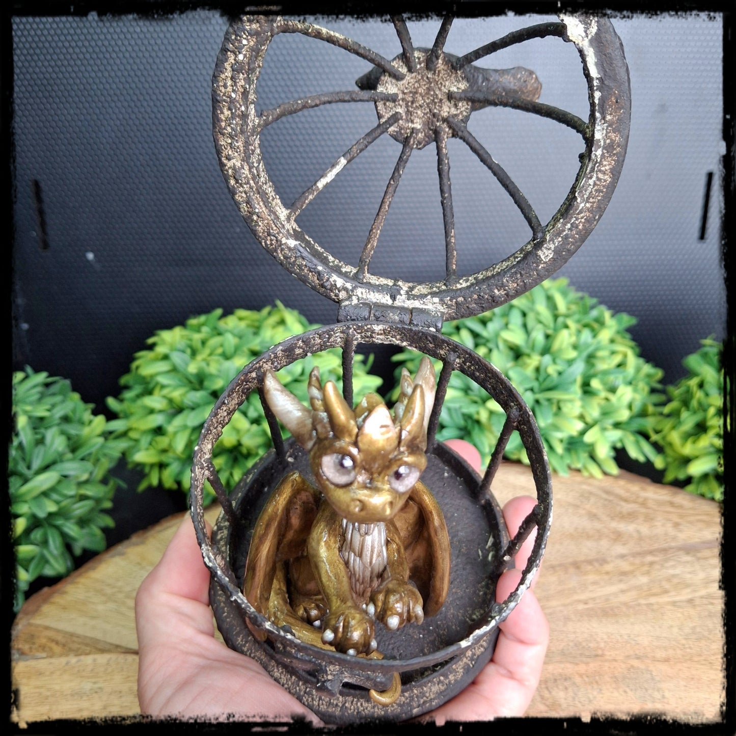 Eresar - Original Hand Sculpted Dragon in Rusty Cage