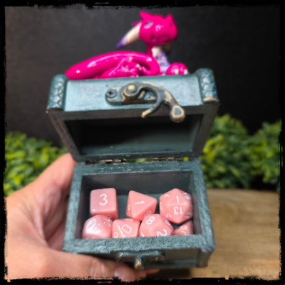 Vaubri - Original Hand Sculpted Polymer Clay Dragon on Chest- Dice Set Included