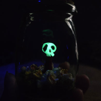 Skullee-Wag face glowing in dark