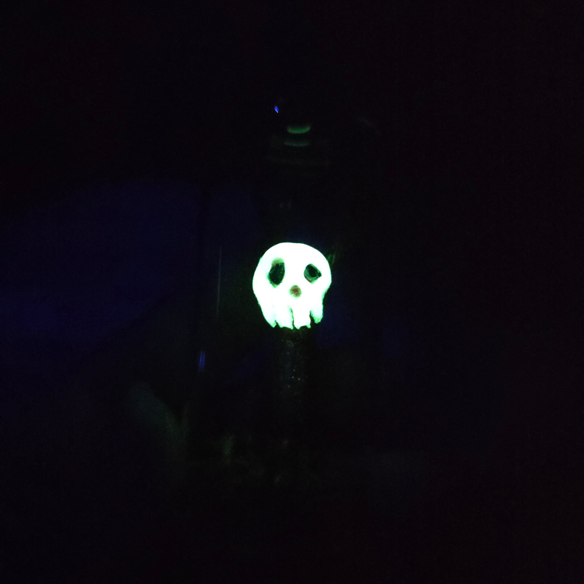 Skullee-Wagz face glowing in dark